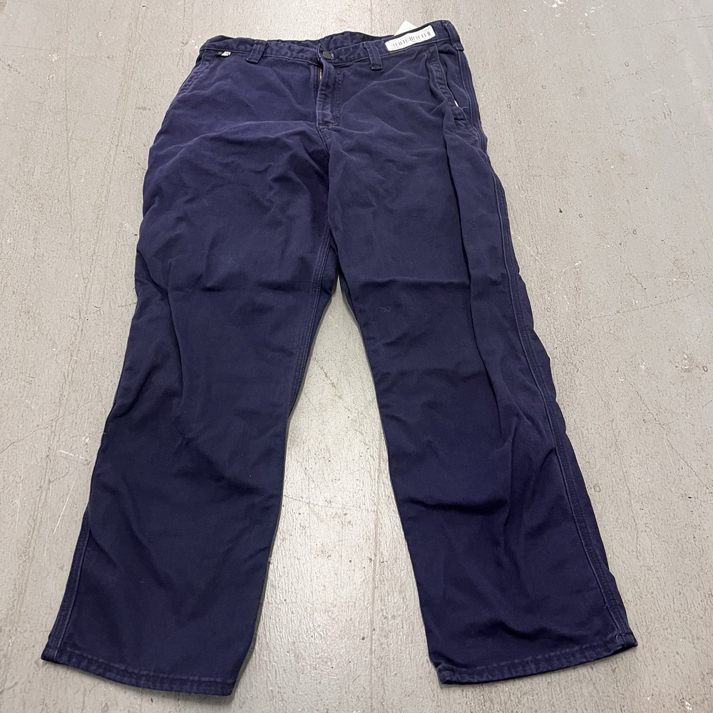 Carhartt FR 371-20 Navy Blue Cotton Chino Men's Work Pants Flame Resistant 34x30